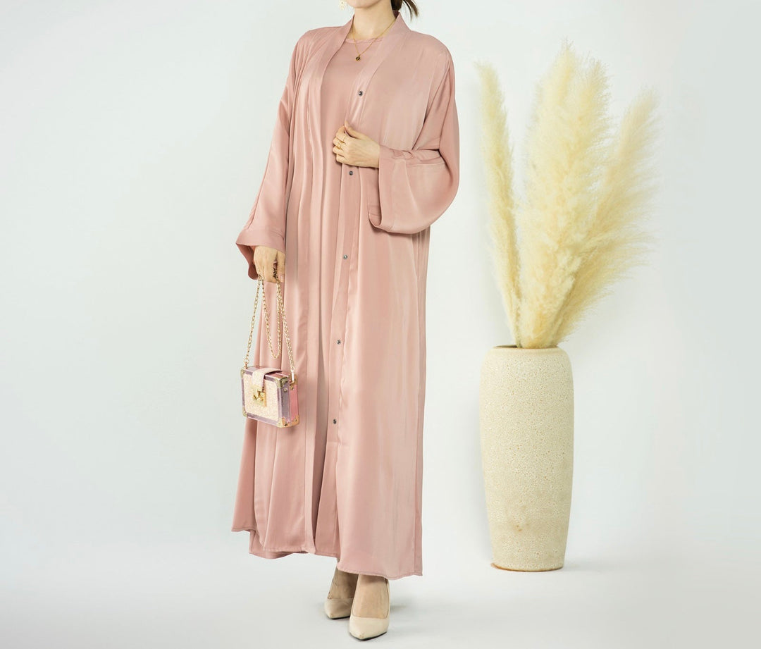 Get trendy with Raïssa 2-Piece Abaya Set - Blush -  available at Voilee NY. Grab yours for $110 today!