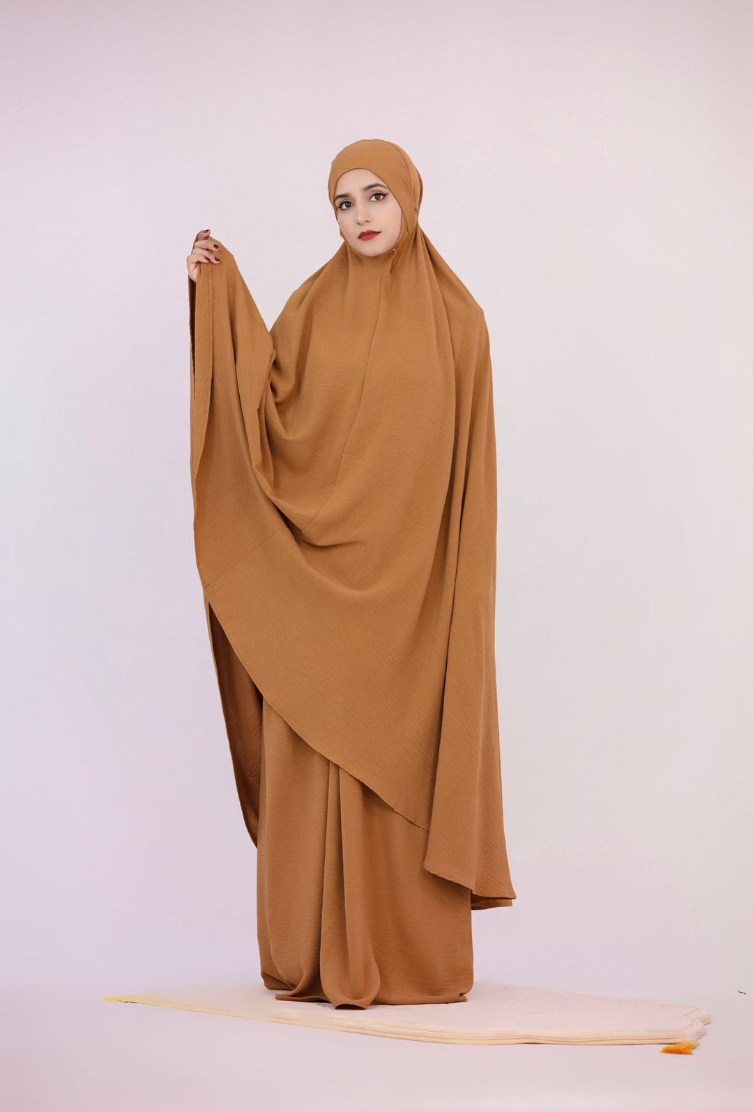 Get trendy with Textured Prayer Set - Camel - Skirts available at Voilee NY. Grab yours for $55 today!