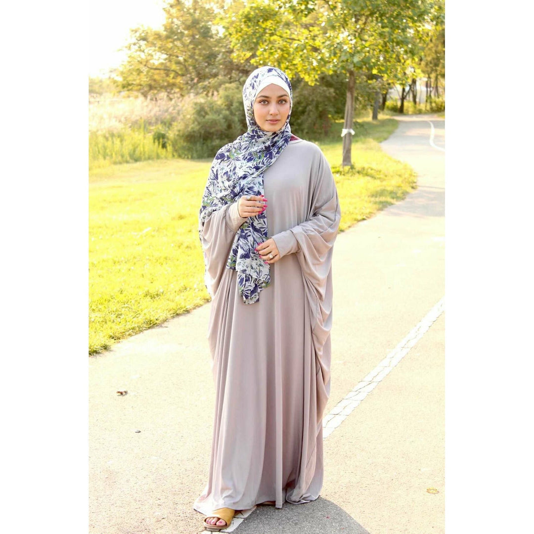 Get trendy with Jersey Butterfly Abaya - Gray -  available at Voilee NY. Grab yours for $39.99 today!