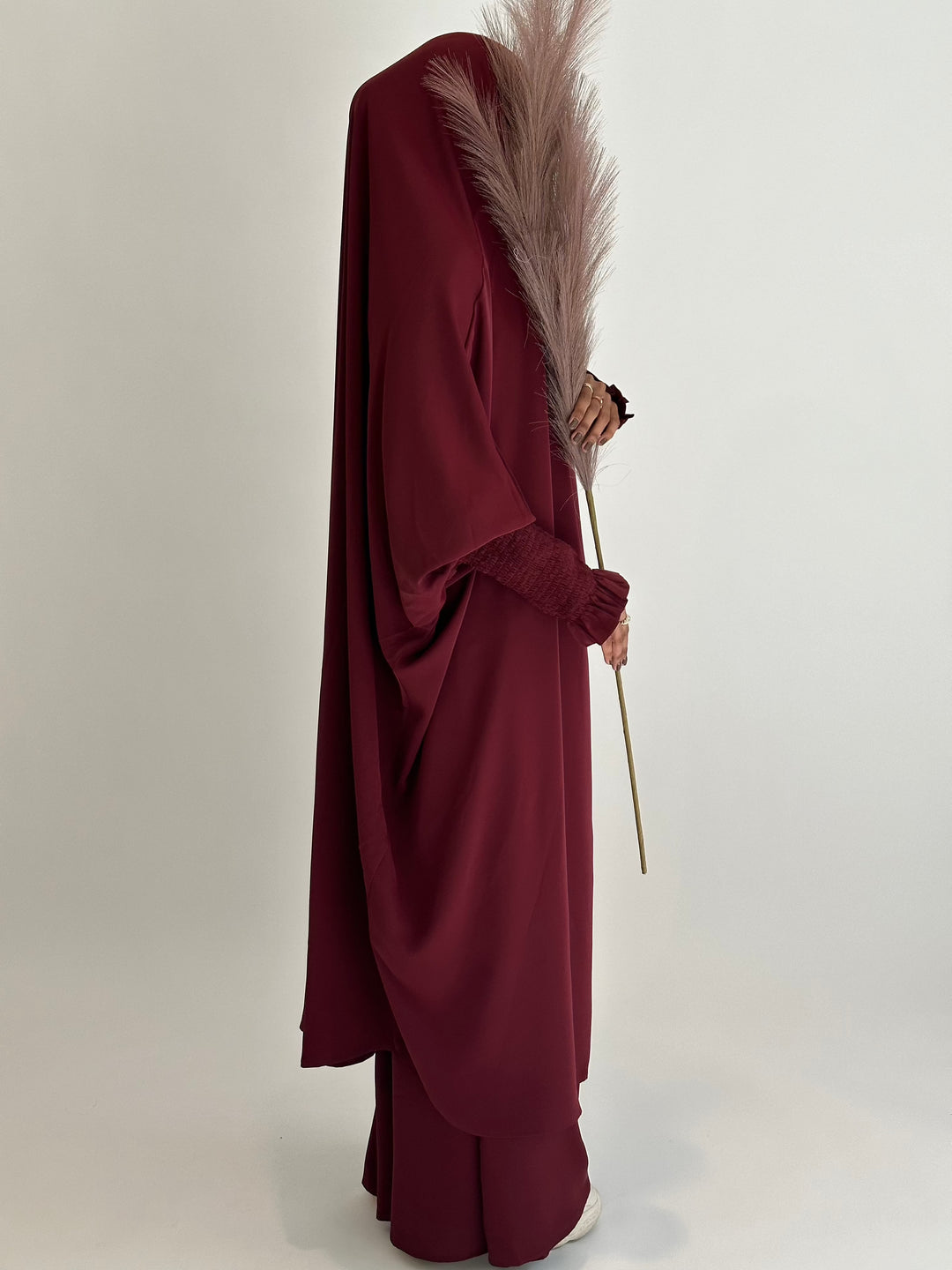 Get trendy with Medina 2-piece Jilbab - Wine -  available at Voilee NY. Grab yours for $34.90 today!