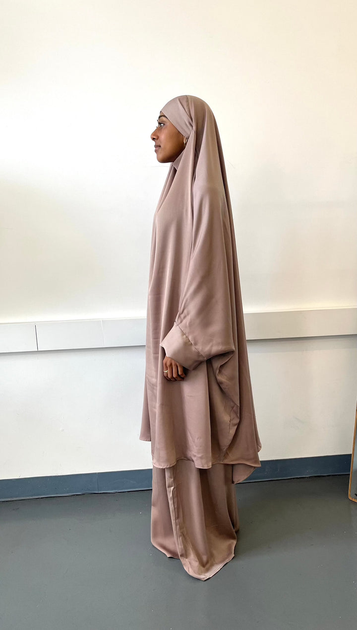 Get trendy with Nabela Jilbab Set - Beige -  available at Voilee NY. Grab yours for $59.90 today!