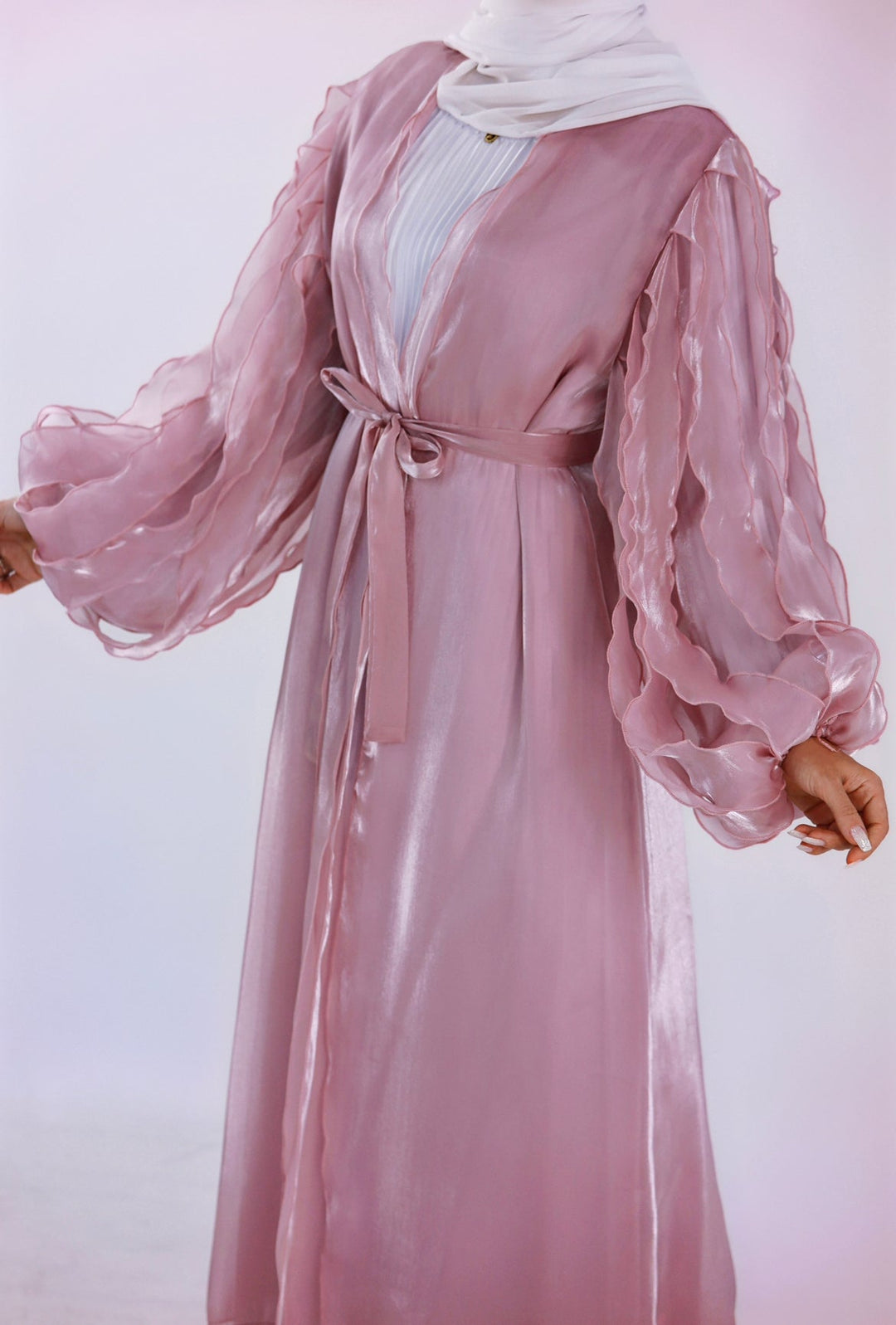 Get trendy with Bella 2-Piece Abaya Set - Pink - Dresses available at Voilee NY. Grab yours for $120 today!