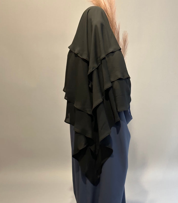 Get trendy with 3-layer Khimar - Black -  available at Voilee NY. Grab yours for $39.99 today!