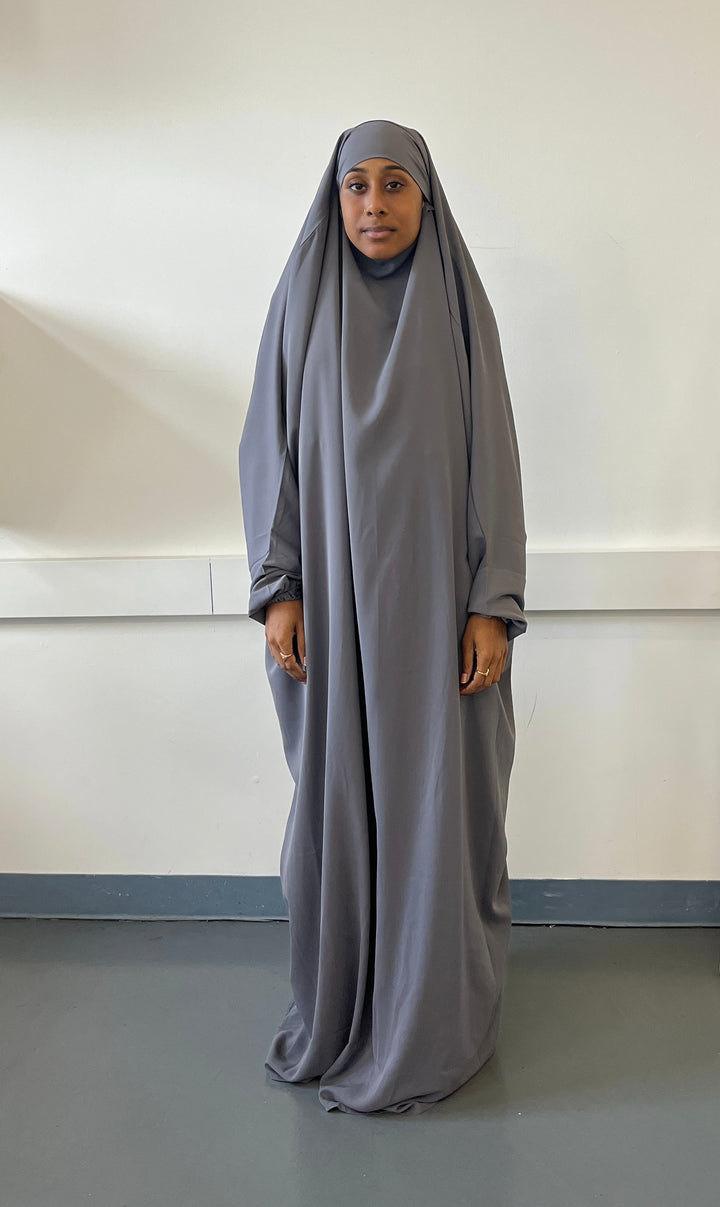 Get trendy with Sarah Niqab Jilbab - Gray -  available at Voilee NY. Grab yours for $44.99 today!