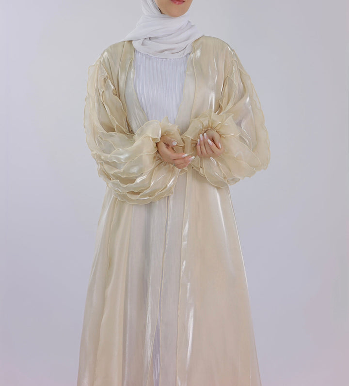 Get trendy with Bella 2-Piece Abaya Set - Buttermilk - Dresses available at Voilee NY. Grab yours for $120 today!