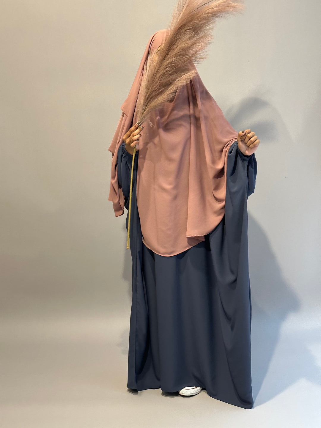 Get trendy with 3-layer Khimar - Dusty Pink -  available at Voilee NY. Grab yours for $39.99 today!