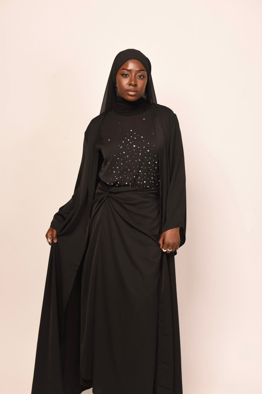 Get trendy with Inaya 4-Piece Abaya Set - Black -  available at Voilee NY. Grab yours for $54.90 today!