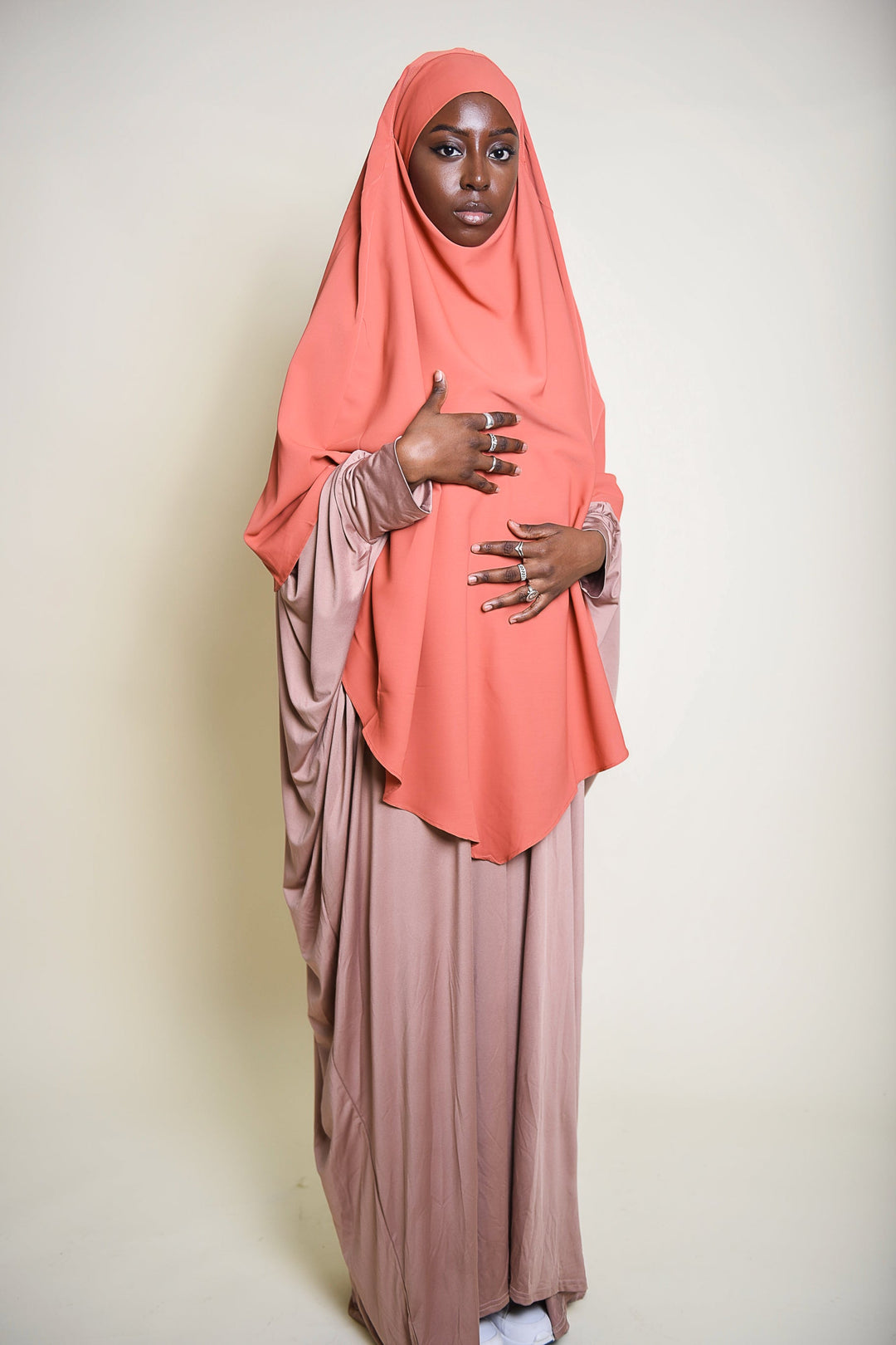 Get trendy with Jersey Butterfly Abaya - Mocha -  available at Voilee NY. Grab yours for $19.99 today!
