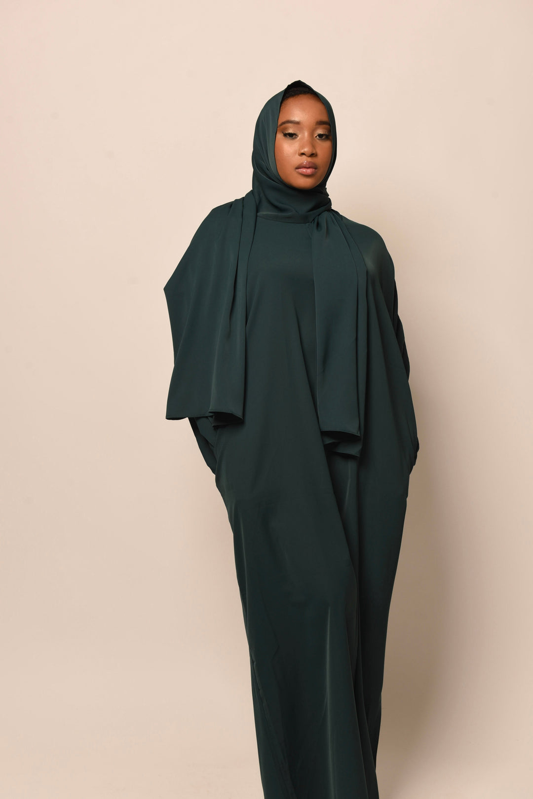 Get trendy with Salima Abaya With Hijab - Dark Emerald -  available at Voilee NY. Grab yours for $25 today!
