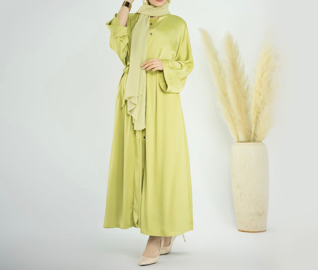 Get trendy with Raïssa 2-Piece Abaya Set - Pistachio -  available at Voilee NY. Grab yours for $110 today!