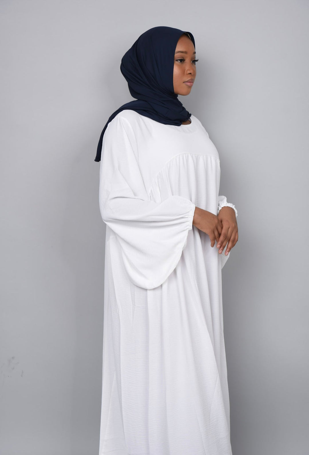 Get trendy with Amelia Textured Abaya - White -  available at Voilee NY. Grab yours for $54.90 today!